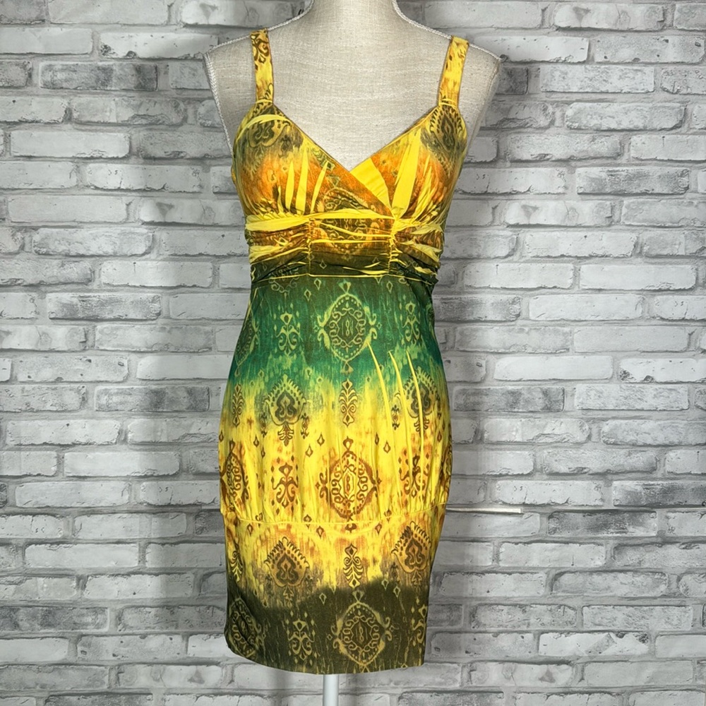 Y2k Yellow Slinky Party Summer Dress